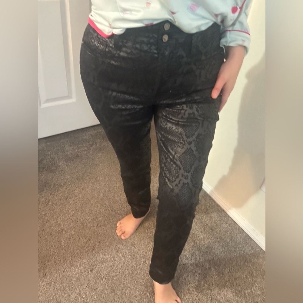 Pre-loved White House Black Market High Rise Black Silver Snake pants